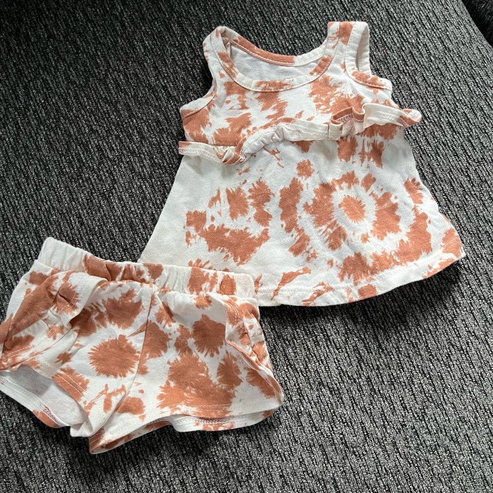 Kids Tie-Dye Matching Set - Orange and White